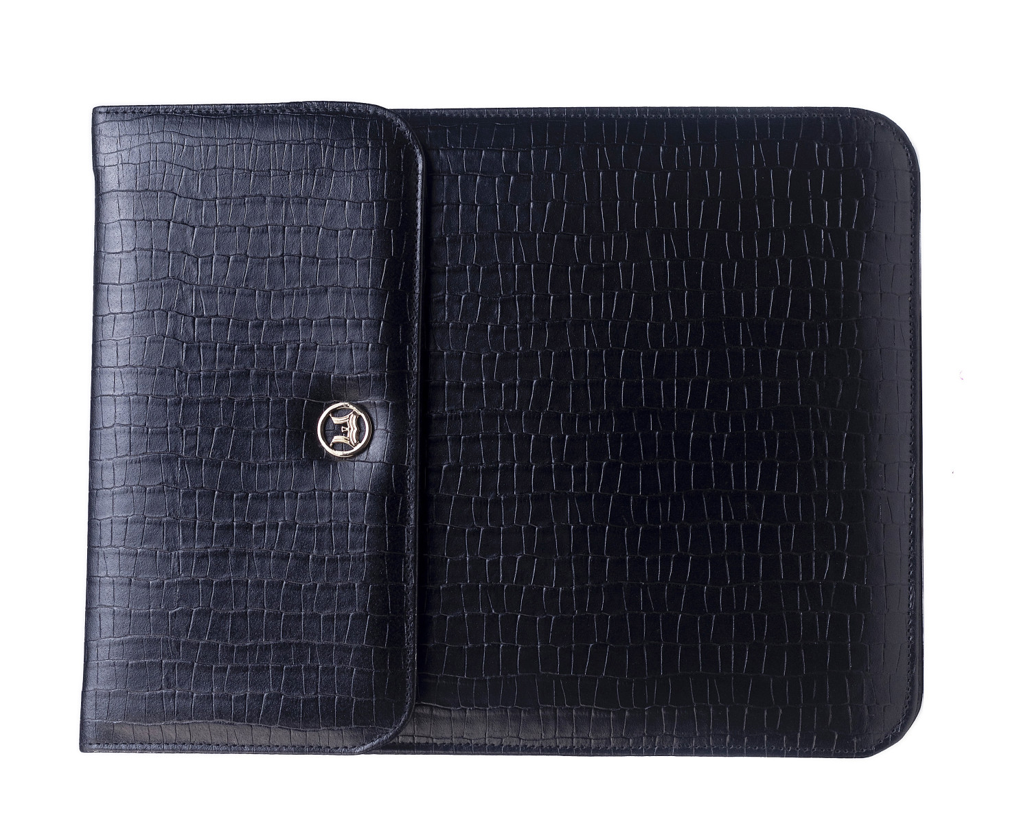 Laptop Sleeve Grande: Black Crocodile Print
