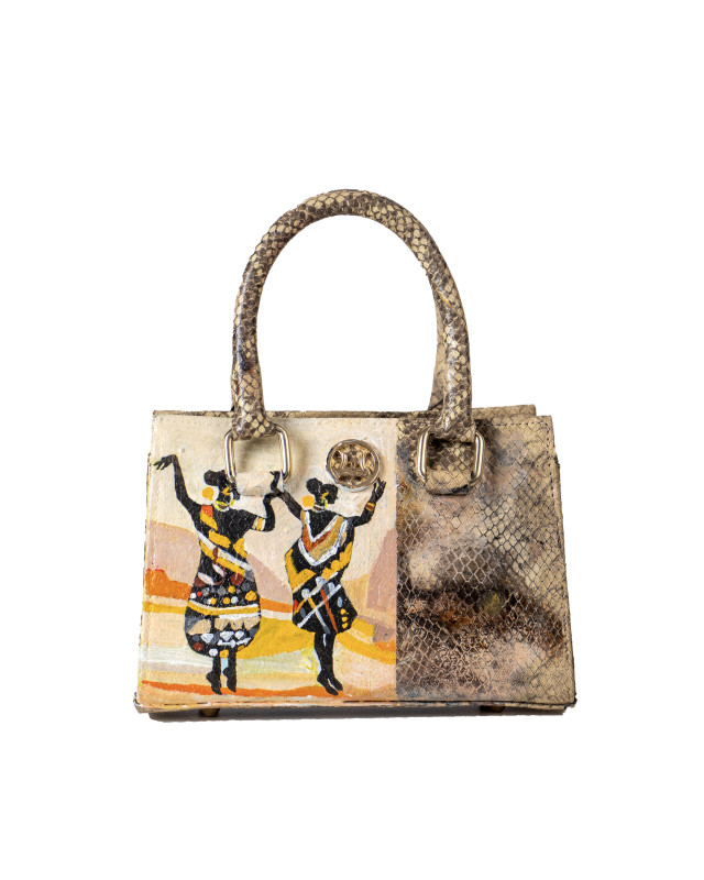 Lagos Mini: Beige and Grey Snake Print Meets Art