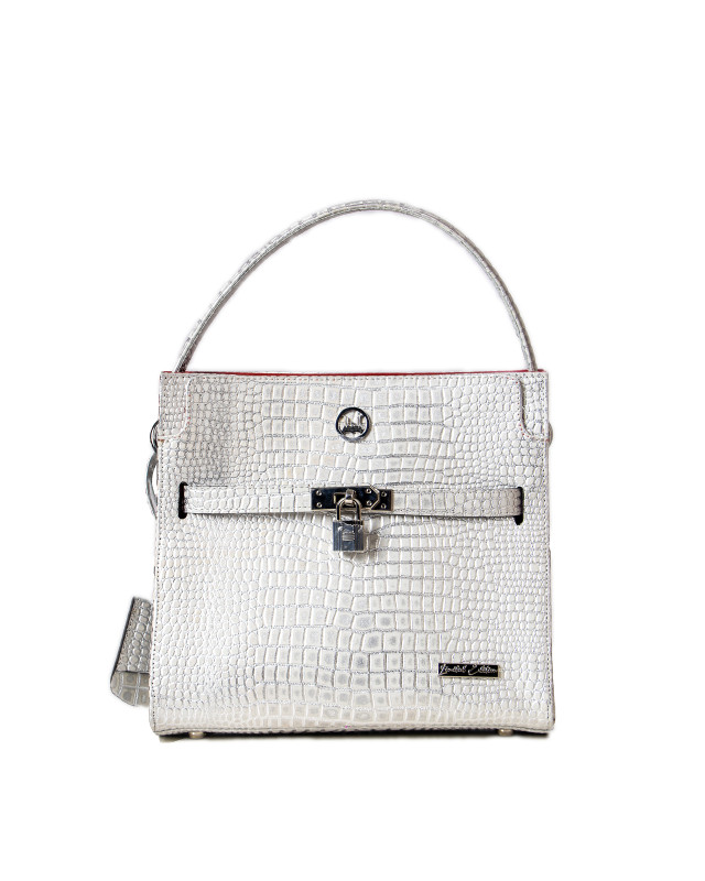 Venice Midi:  Limited Edition Metallic Silver Crocodile Print