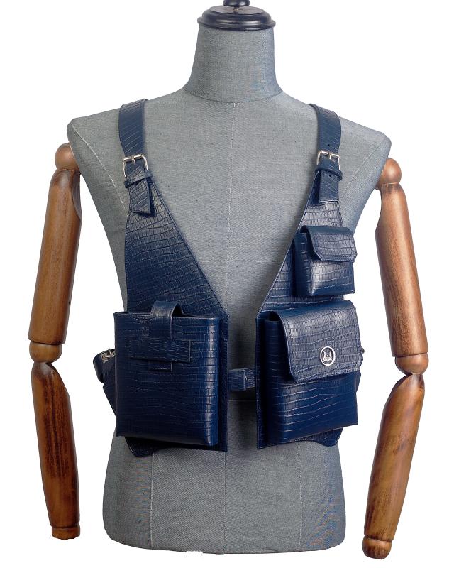 Utility Vest: Navy Blue Monitor Lizard Print
