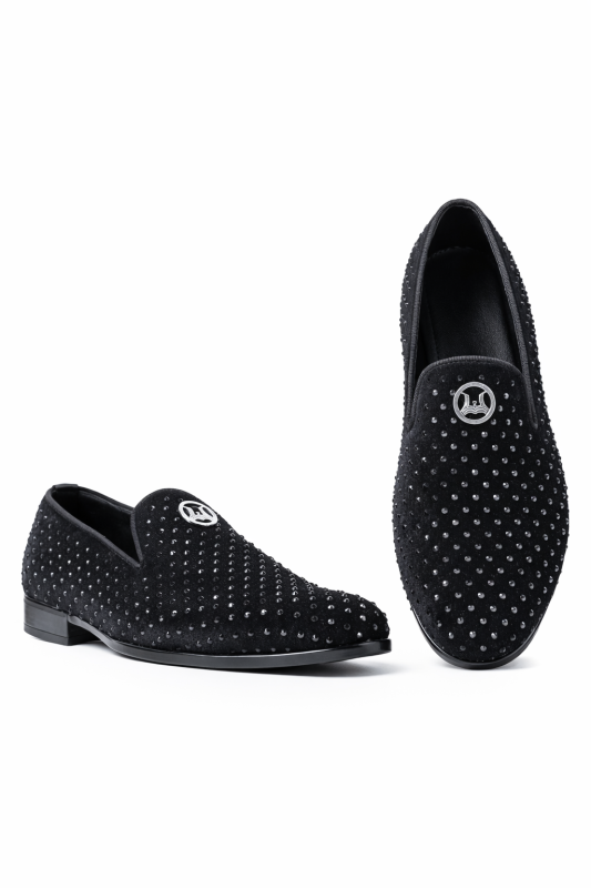 Crystal Velvet Loafers (US): Black