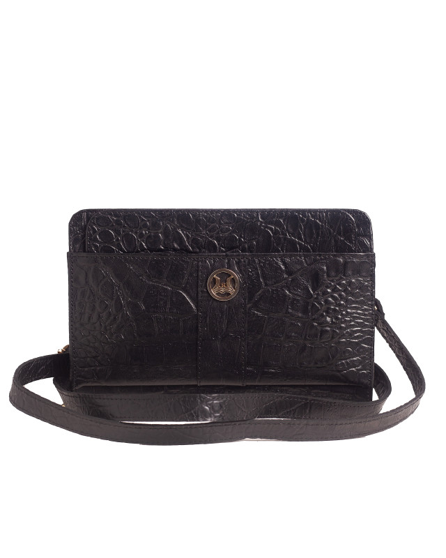 Messenger Bag 2.0:  Black Crocodile Print