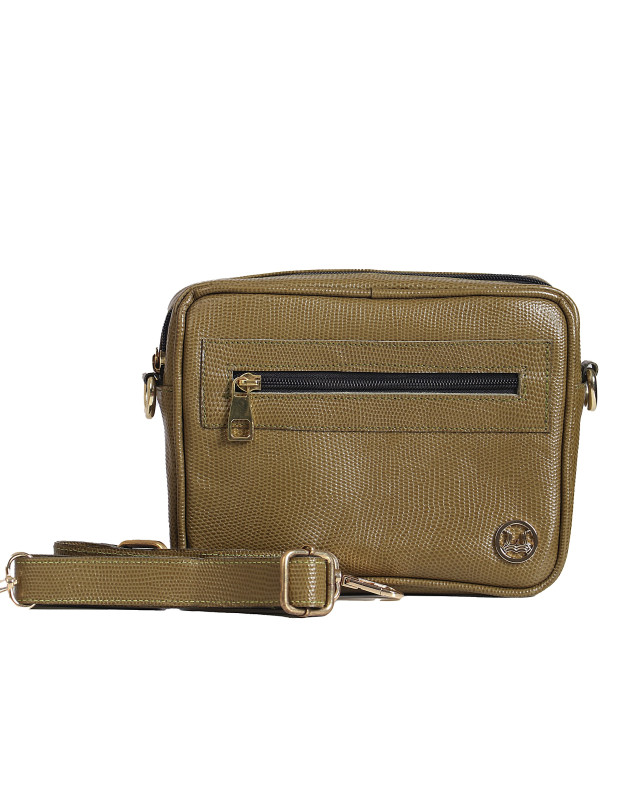 Messenger Bag: Olive Monitor Lizard Print