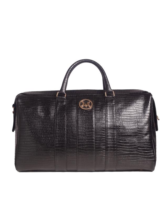 Duffle Bag:  Black Monitor Lizard Print