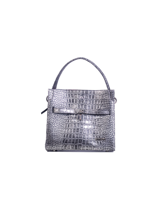 Venice Midi:  Limited Edition Silver and Black Crocodile Print