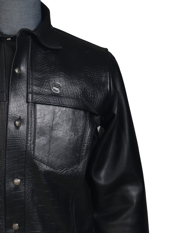 Men’s Jacket: Black Crocodile Print