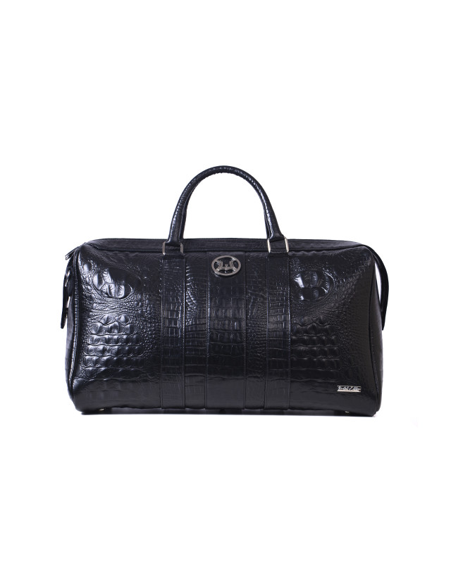 Duffle Bag: Limited Edition Black Textured Crocodile Print