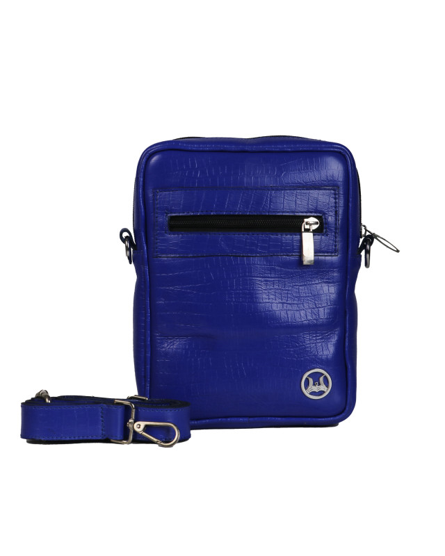 Cross Body Bag: Azure Blue Crocodile Print