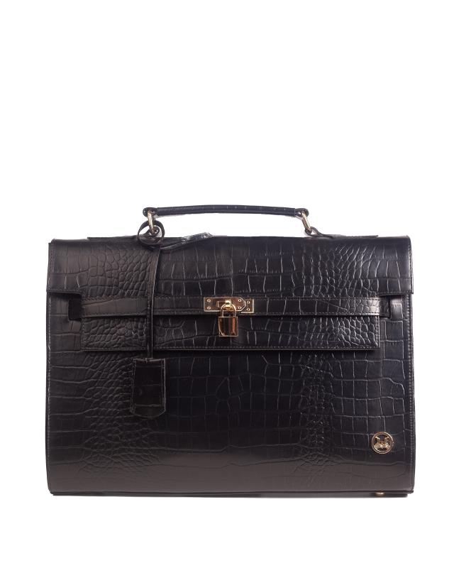 JFK Work Case: Black Crocodile Print