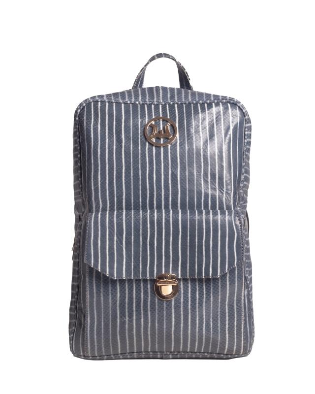 Backpack: Blue and White Striped Print