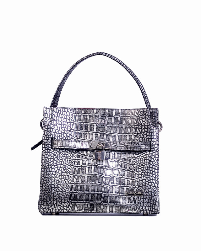 Venice Midi:  Limited Edition Silver and Black Crocodile Print