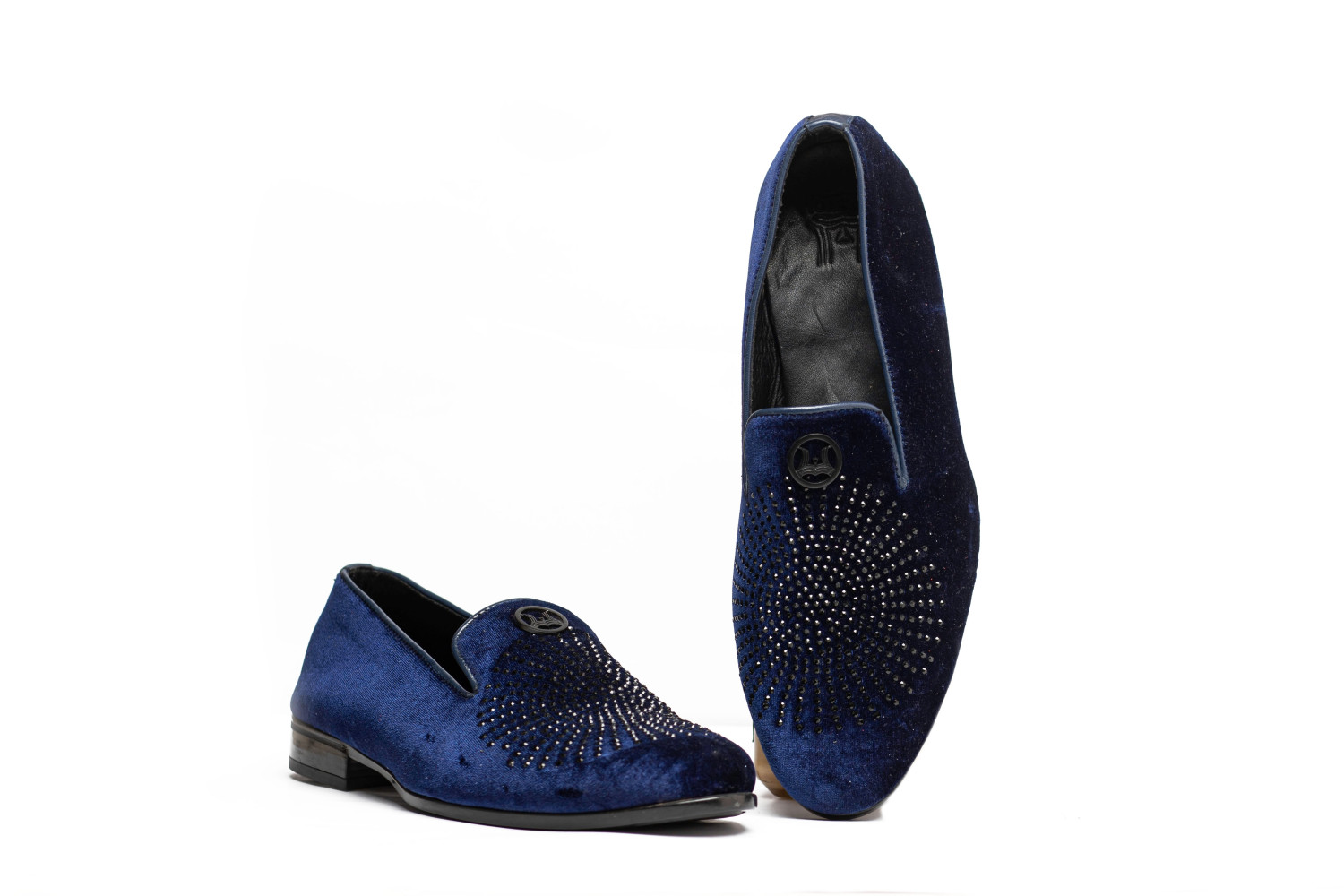 Crystal Velvet Loafers: Blue