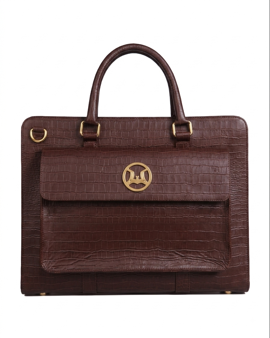 Work Case Escobar: Deep Brown Crocodile Print