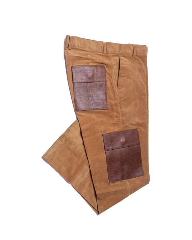 Cargo Pants: Tan Corduroy Palazzo and Dark Brown