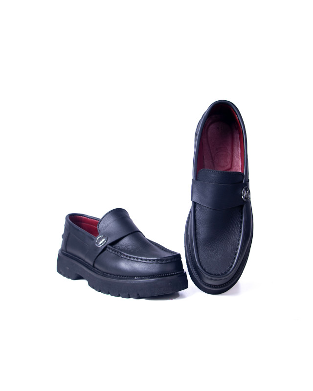Platform Loafers: Black W Logo Strap