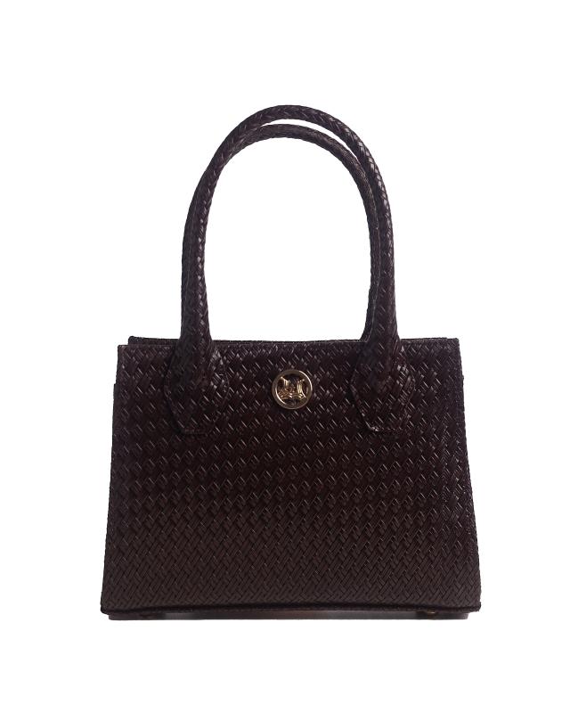 Montreal Mini: Dark Brown Basket Weave Print