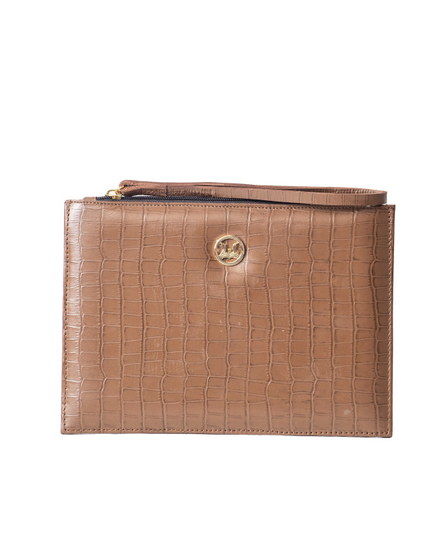 Man Purse Mini(UK): Brown Crocodile Print