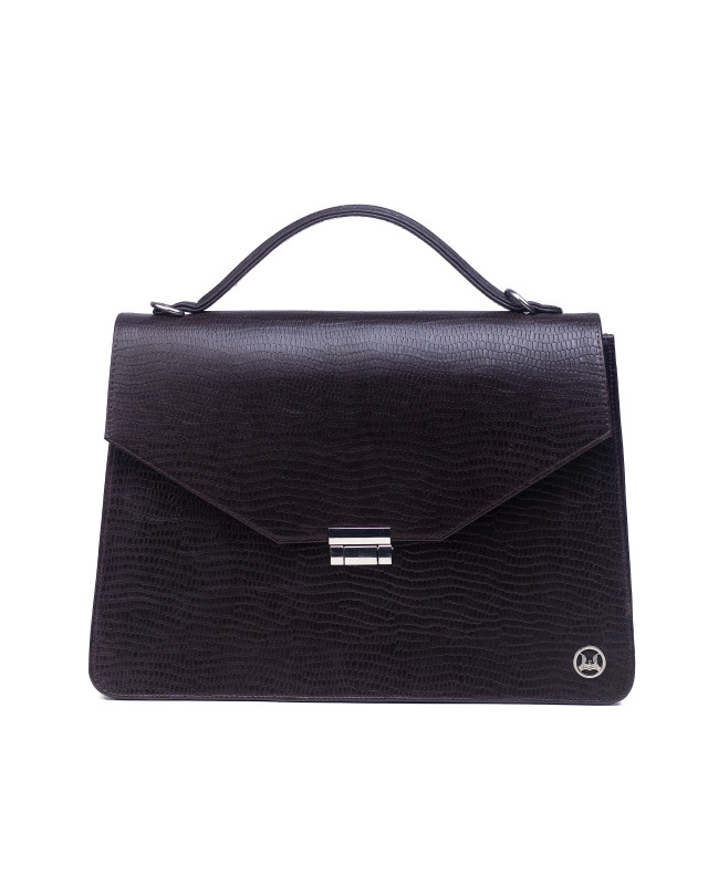 Her Work Case:  Dark Brown Monitor Lizard Print