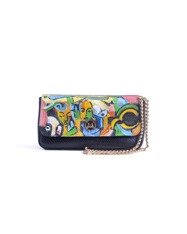 Bamako Mini: Black Reptilian Print with Art #1