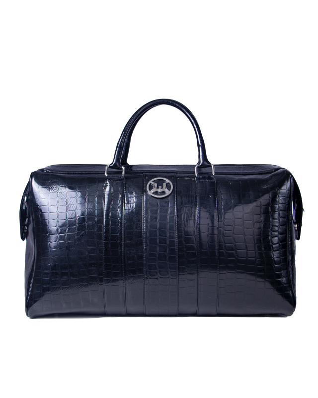 Duffle Bag:  Glossy Black Crocodile Print