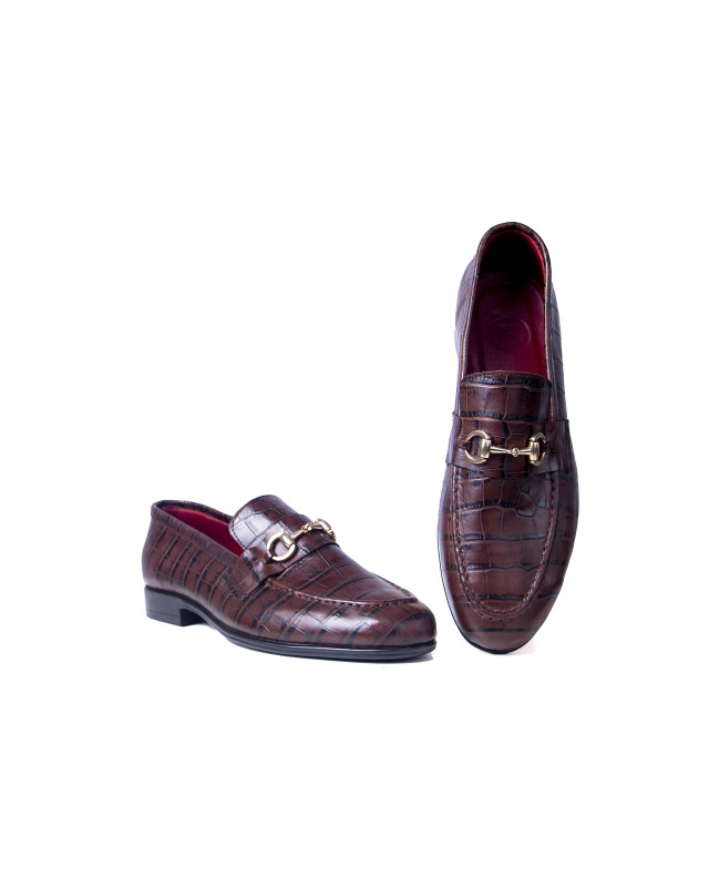Penny Loafers: Brown Crocodile Print