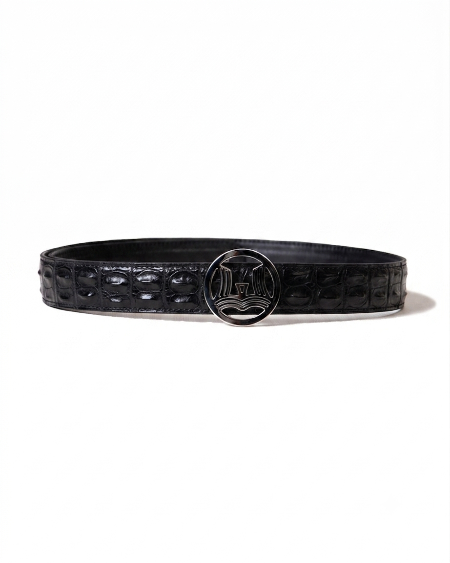 Winston Duo Belt: Black Crocodile Skin