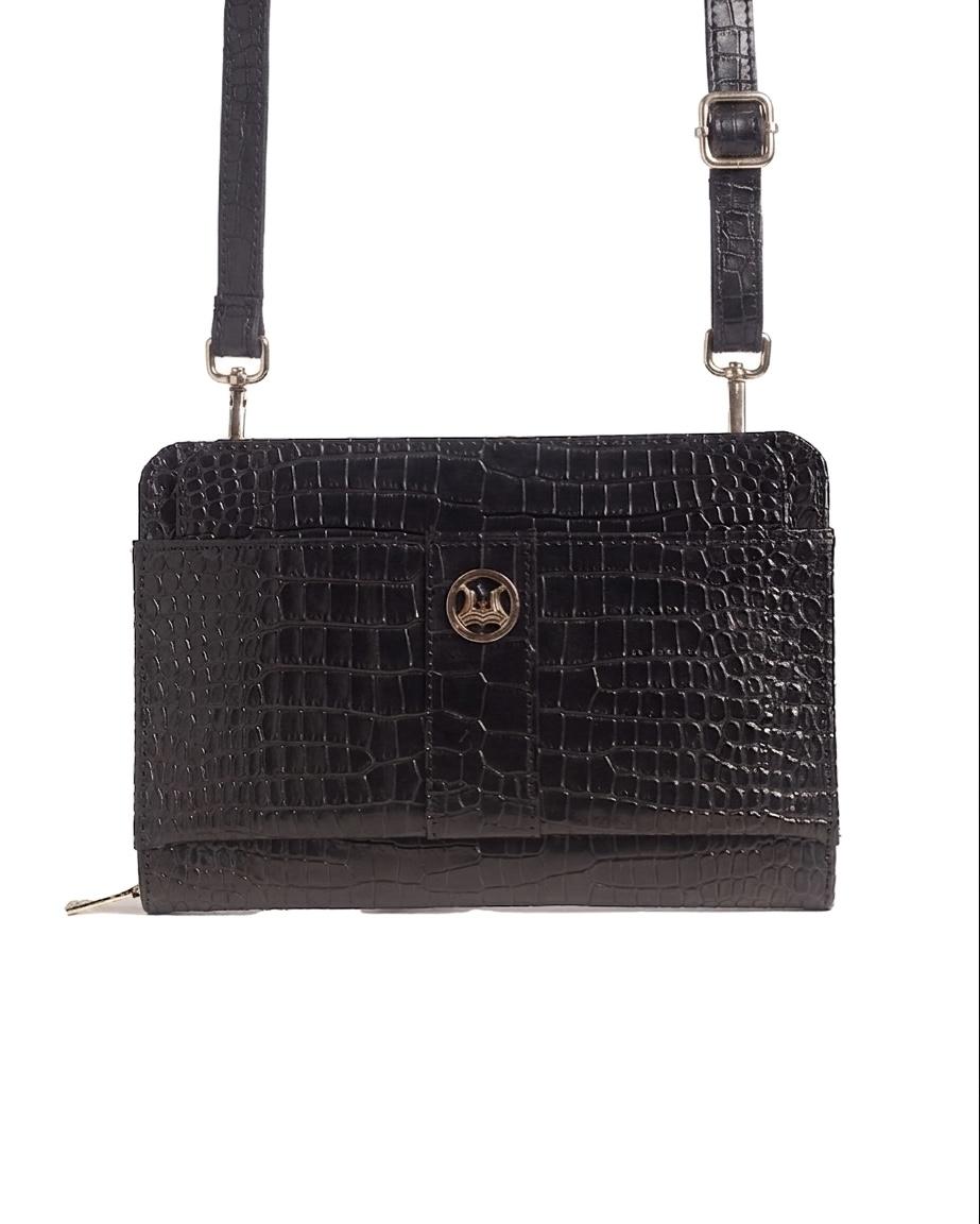 Messenger Bag 2.0:  Black Crocodile Print