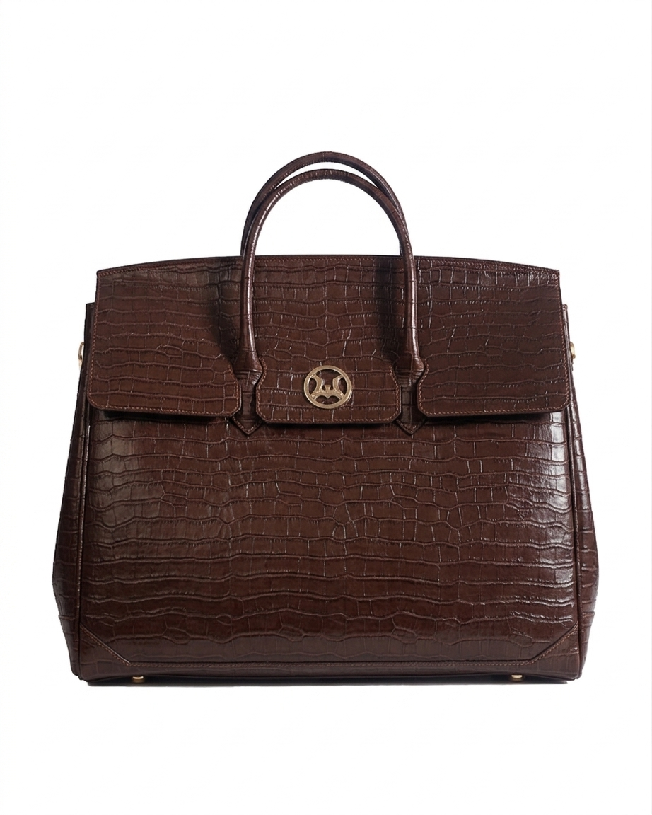 Duffle Bag 3.0: Dark Brown Crocodile Print