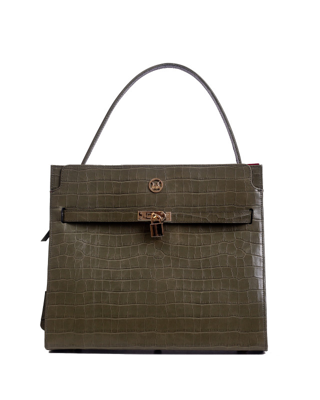 Venice Maxi: Dark Olive Crocodile Print