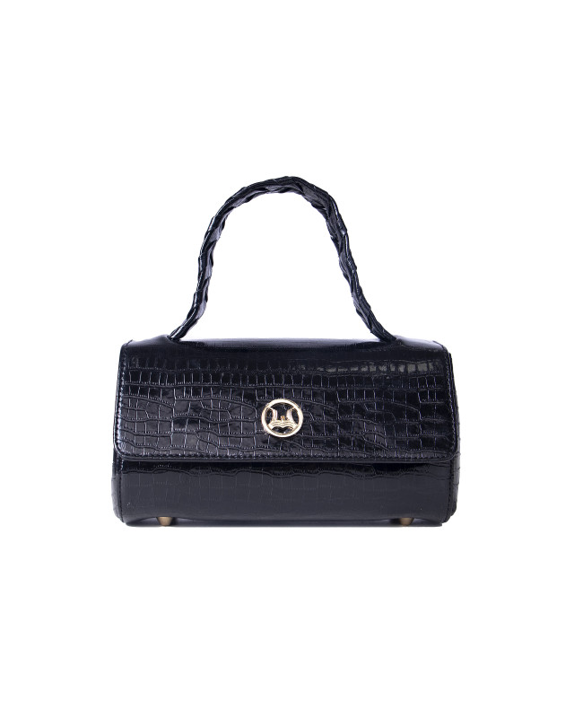 Milan Micro: Glossy Black Crocodile Print