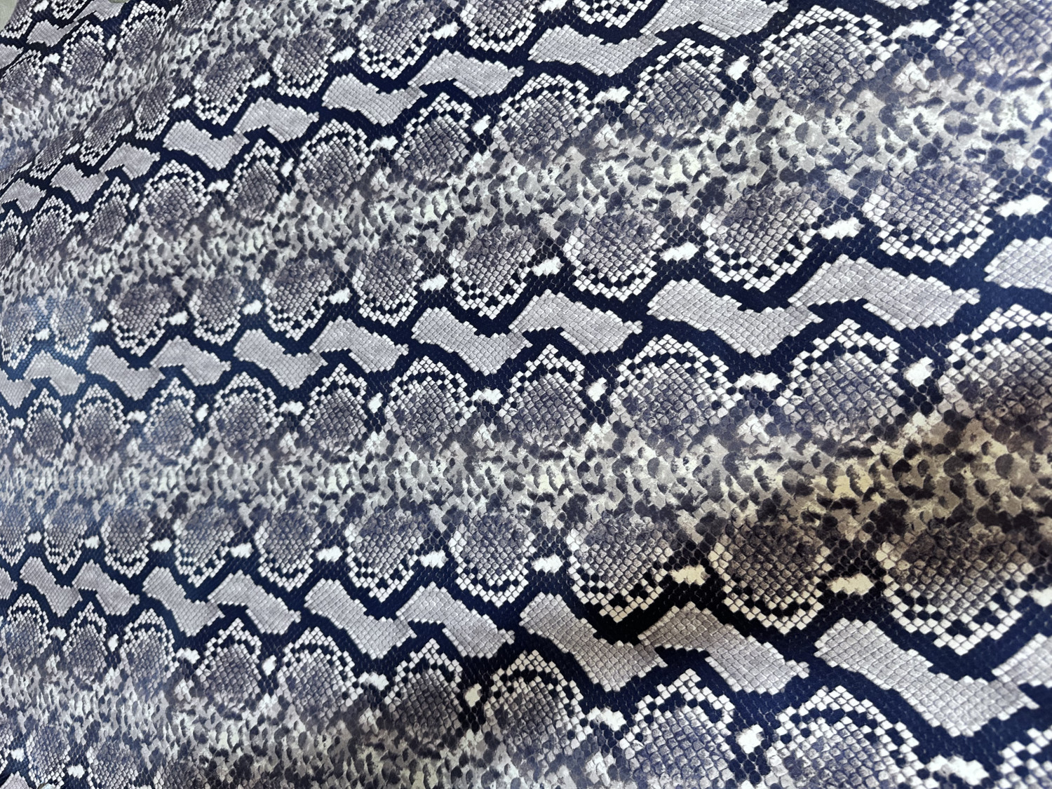 Gray Snake Belly Print Embossed on Cow Hides: HS001C