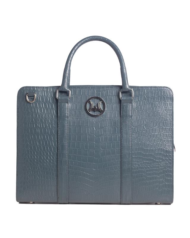 Satchel Work Case 6.0: Stone Blue Crocodile Print
