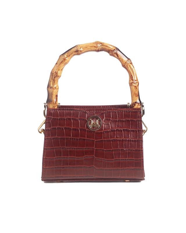 Shanghai Micro: Auburn Brown Crocodile Print
