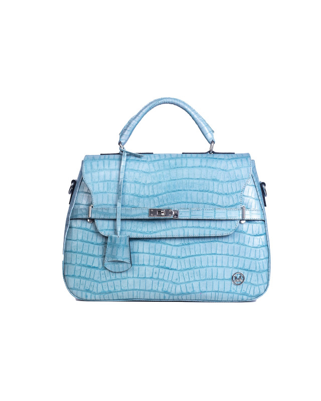 Brazzaville:  Powder Blue Alligator Print