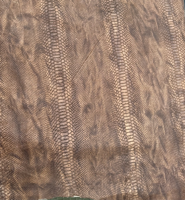 Dark Brown Snake Back Print Embossed on Cow Hides: DF001CA