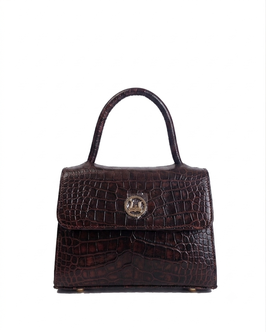 Tokyo Micro: Deep Brown Crocodile Print