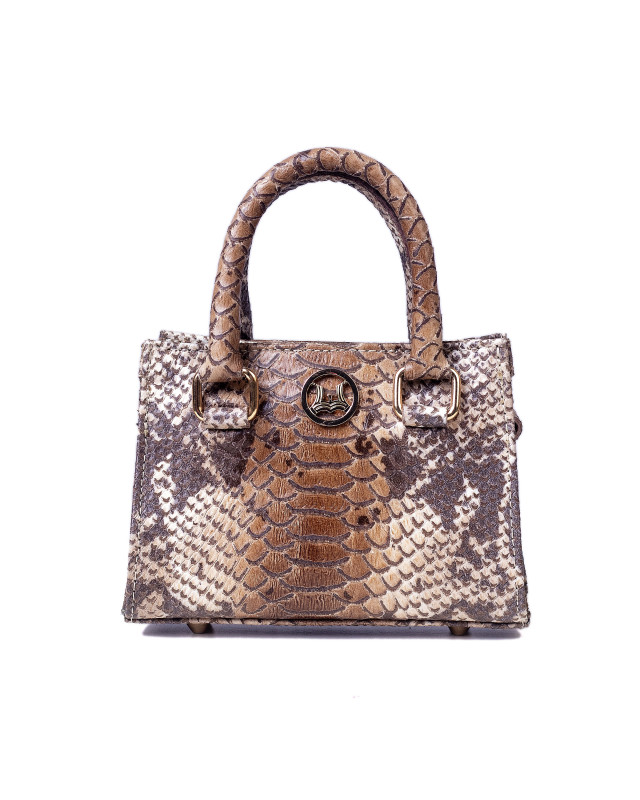 Lagos Micro(GH): Cream and Brown Snake Print