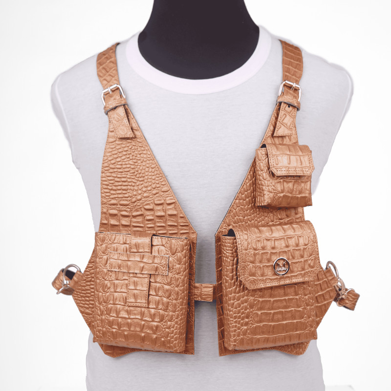 Utility Vest (UK): Gold Crocodile Print