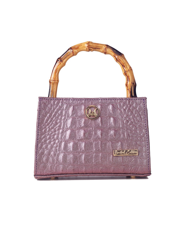 Shanghai Mini: Iridescent Purple Textured Crocodile Print