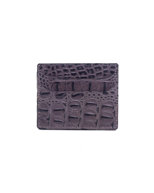 Cardholder: Fossil Grey and Black Crocodile Print