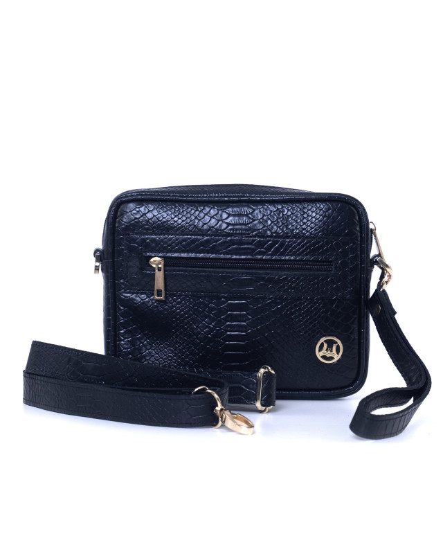 Messenger Bag: Black Snake Print
