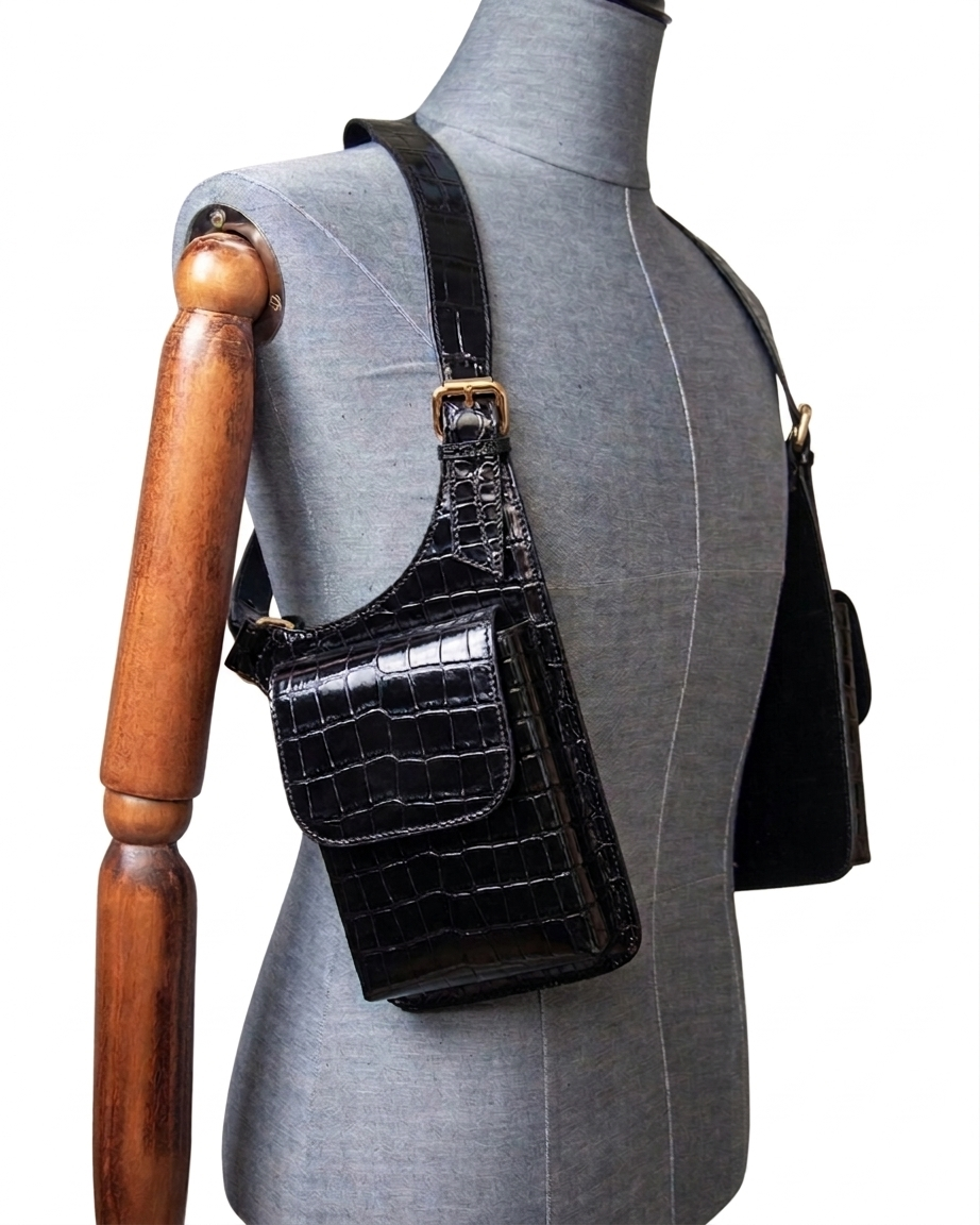 Vest Holster: Black Crocodile Print