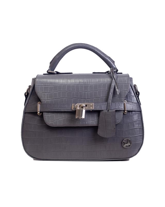 Brazzaville MIDI: Grey Crocodile Print