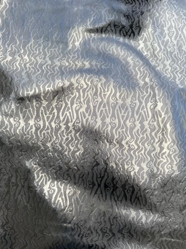 Black Abstract Print Embossed on Calf Hides: BI001CA