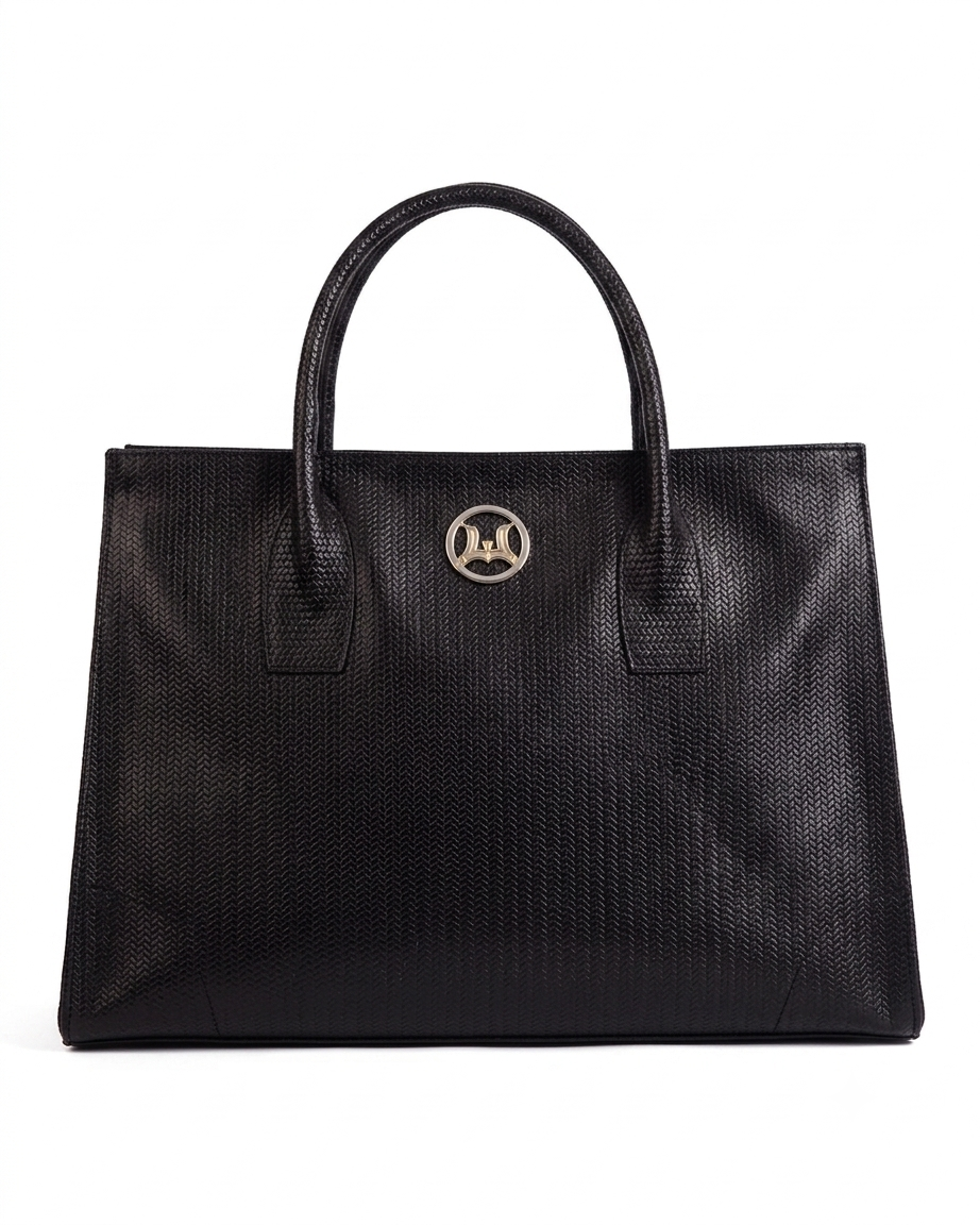 Zurich Maxi: Black Basket Woven Leather Print