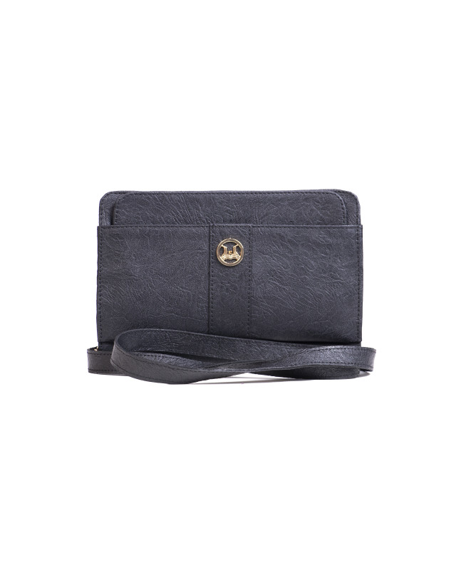 Messenger Bag 2.0:  Black Crinkled Print