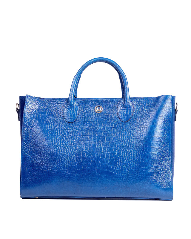 Midi Man Tote: Blue Crocodile Print