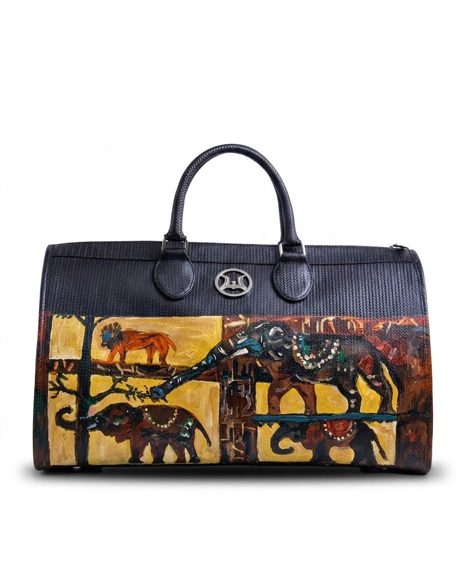 Duffle Bag 2.0: Black Basket Print Meets Art