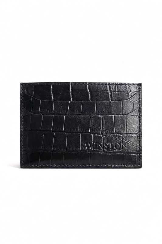 Cardholder: Black Crocodile Print Square