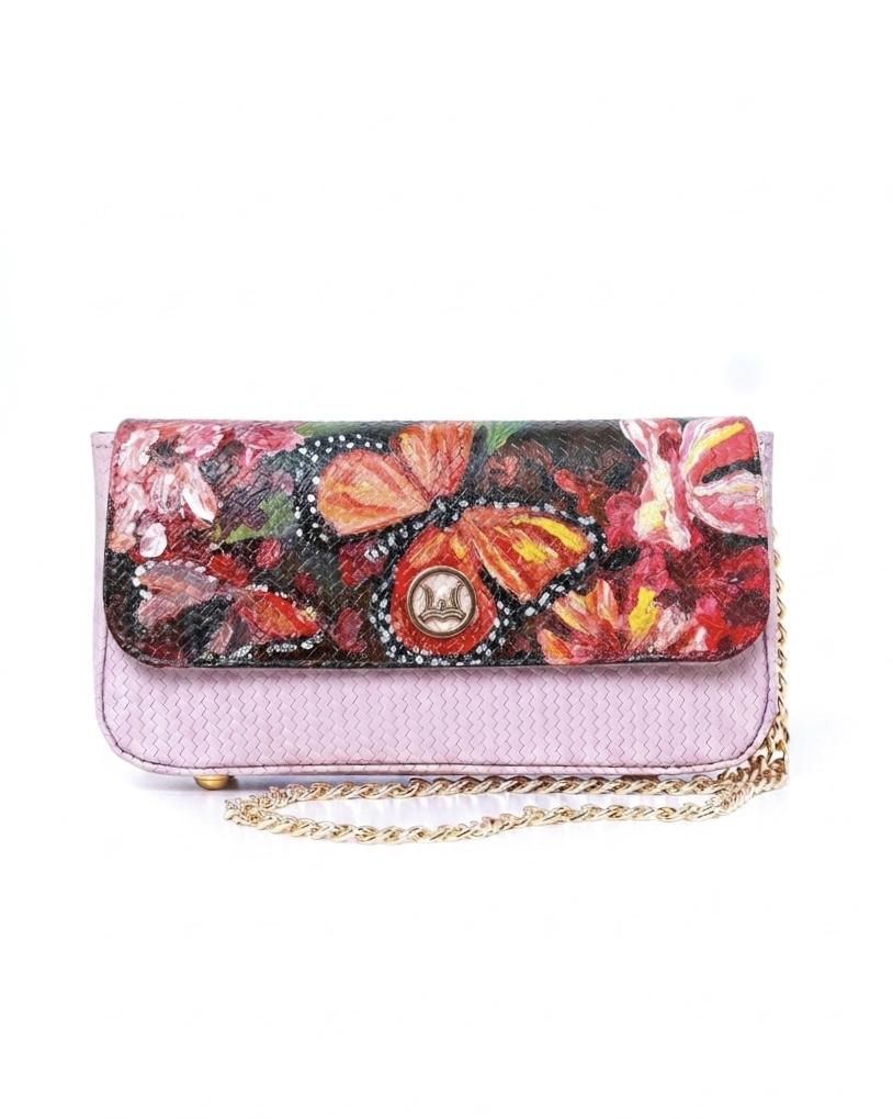 Bamako Micro: Soft Blush Basket Woven Leather Print with Art